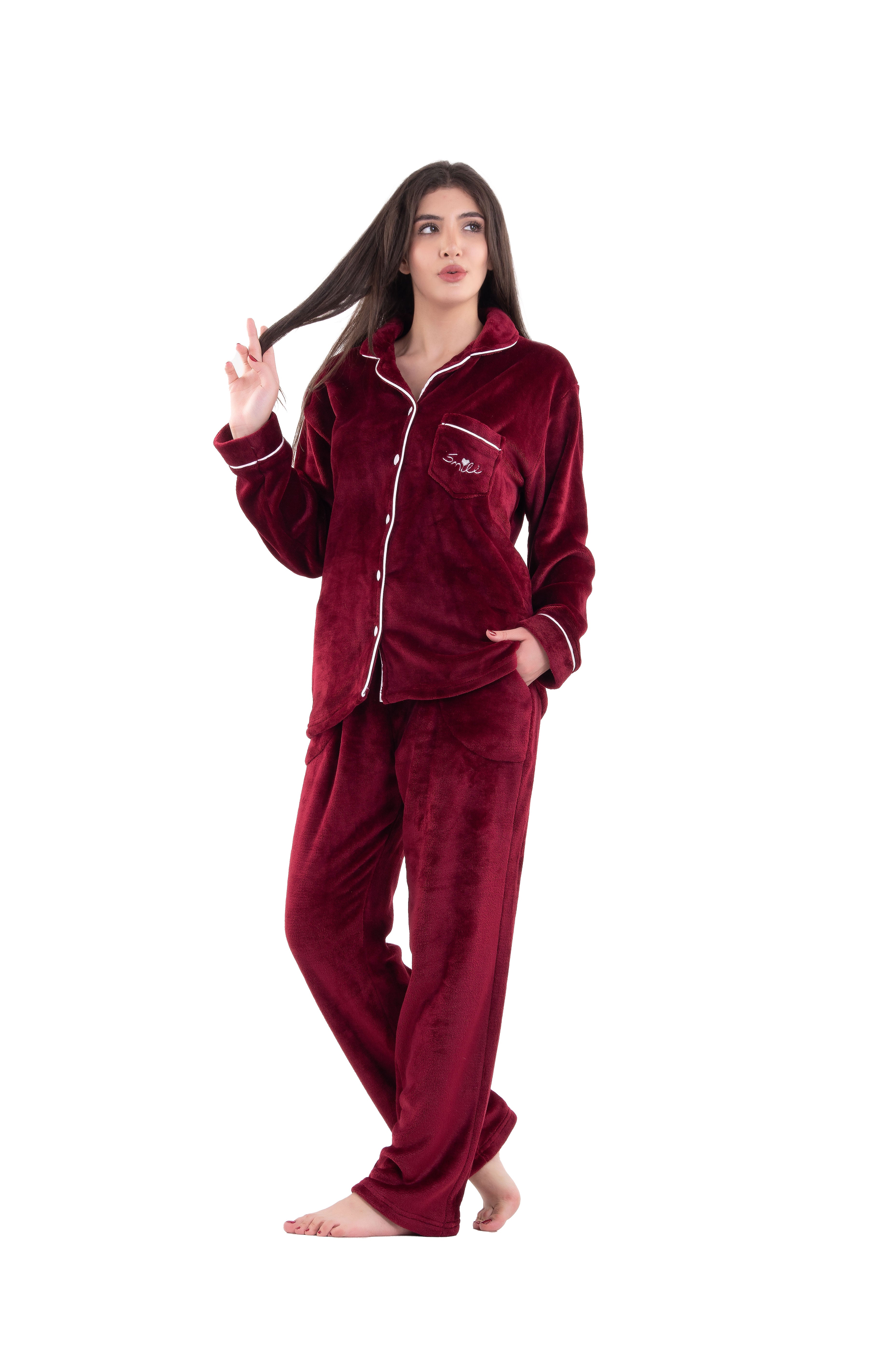 Winter fur pajama with buttons