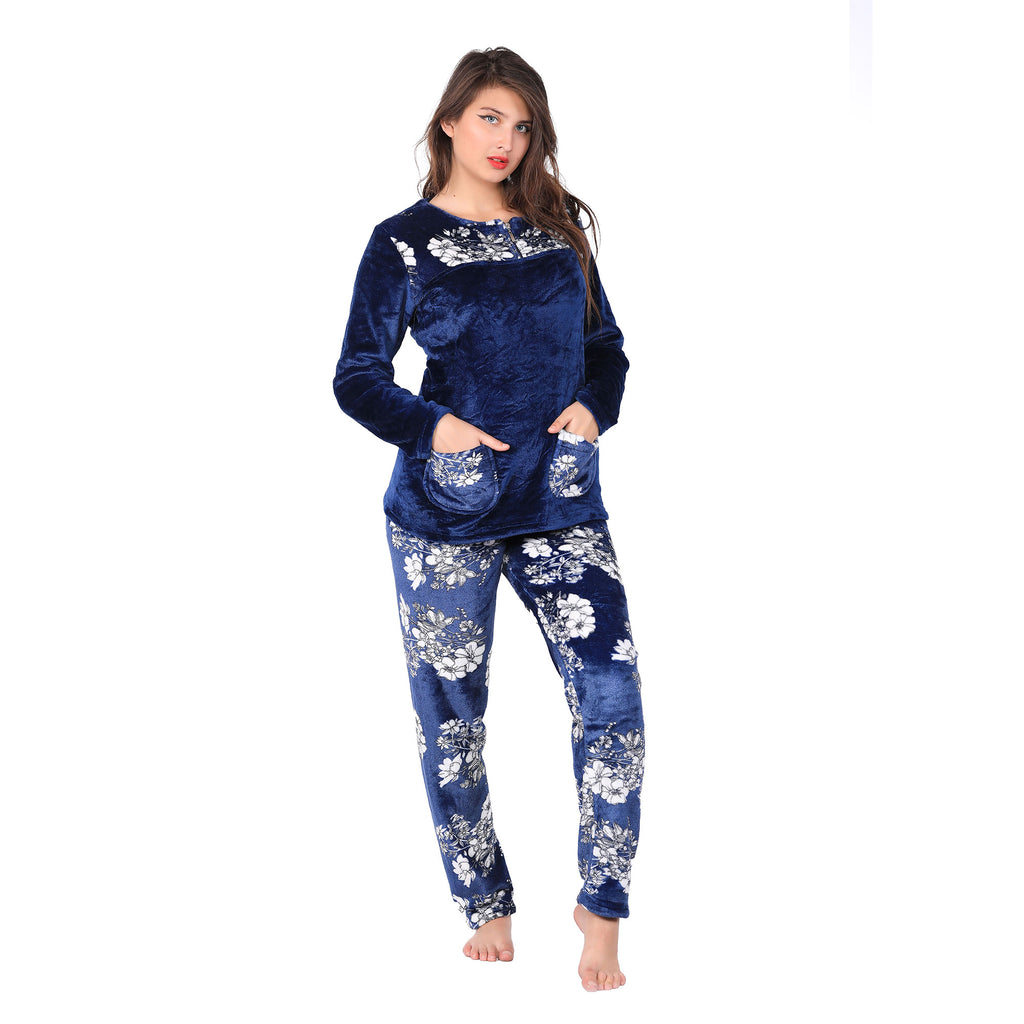 Fluffy Printed Winter Pyjama Set