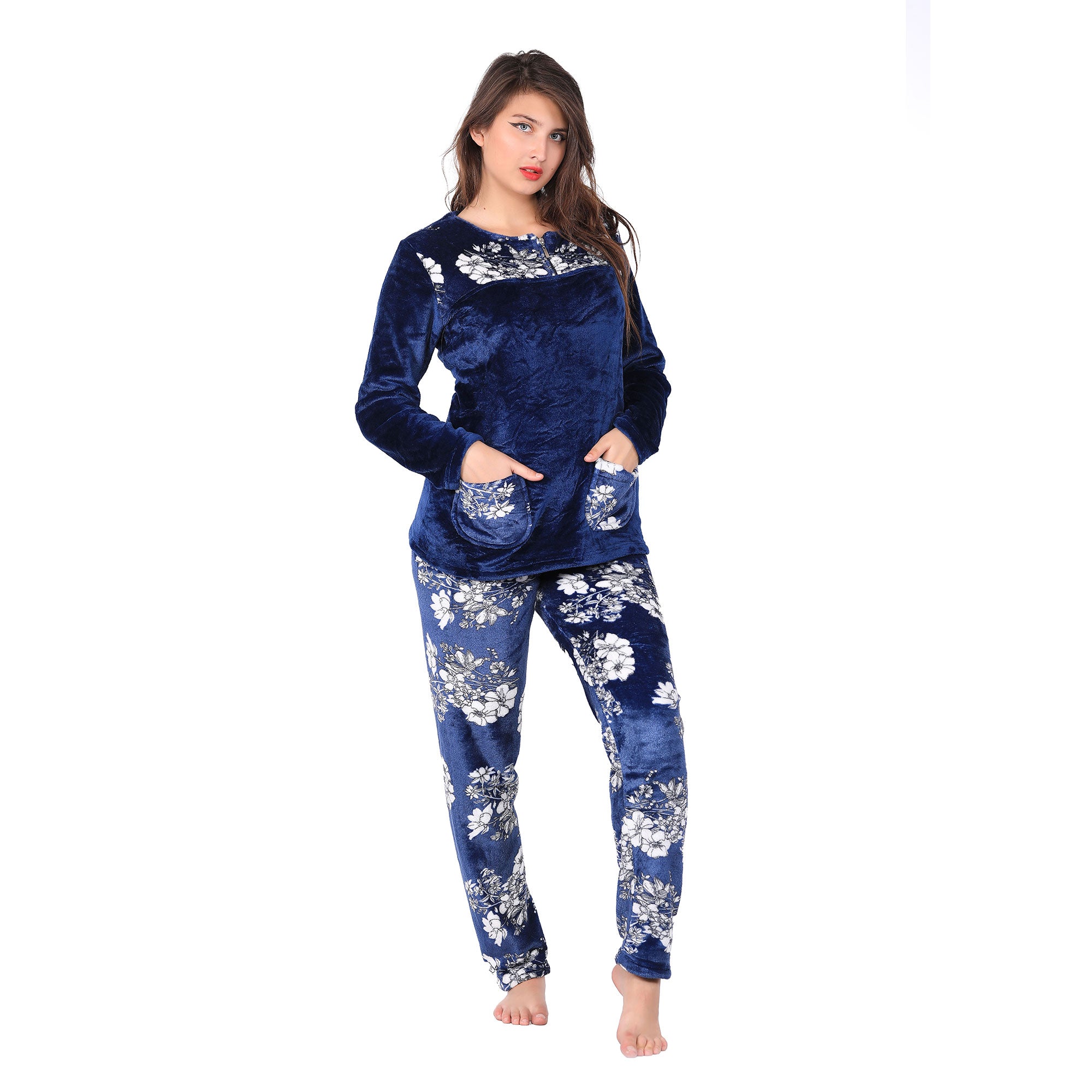 Fluffy Printed Winter Pyjama Set