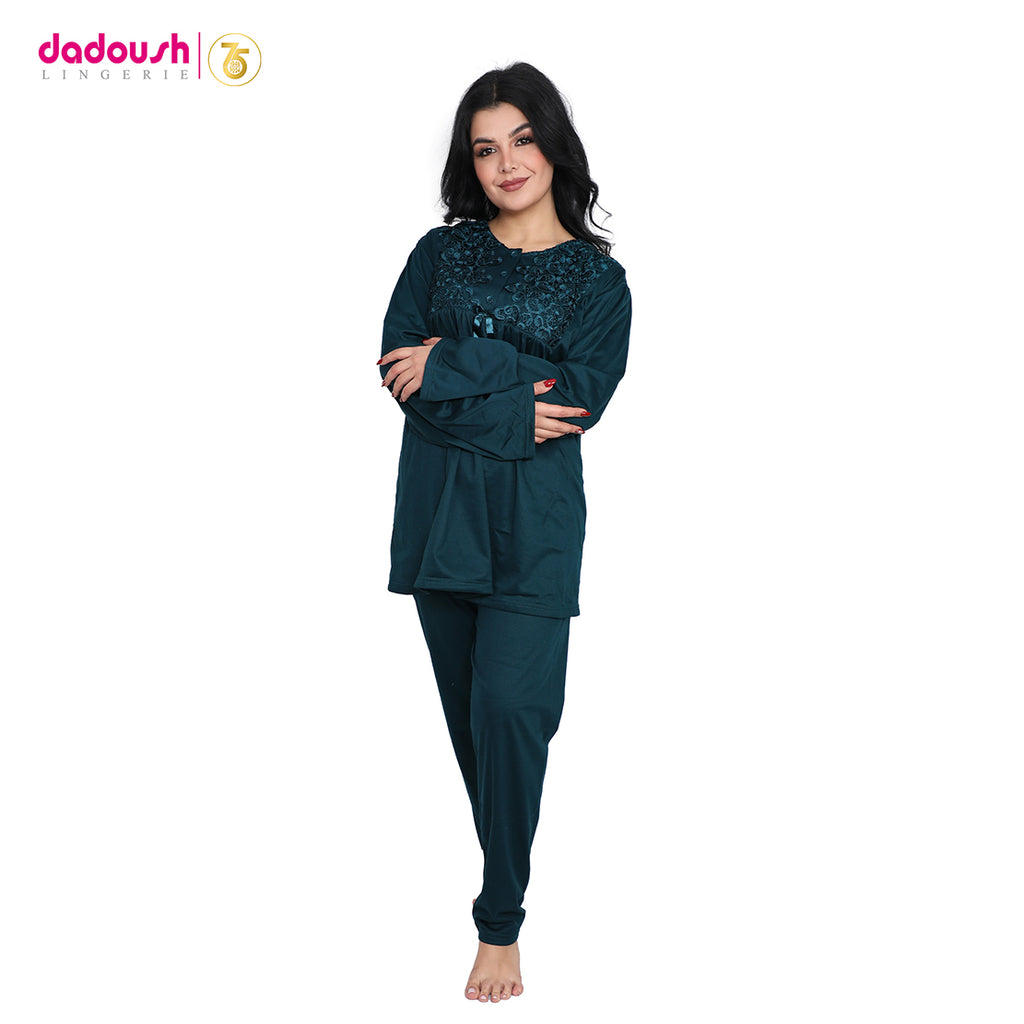 Lined Cotton Winter Pyjama Set with Trousers