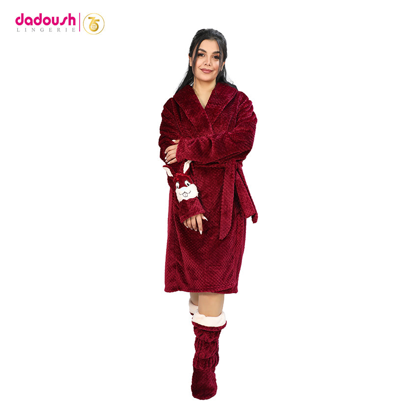 Winter Fur Robe Set with Slippers