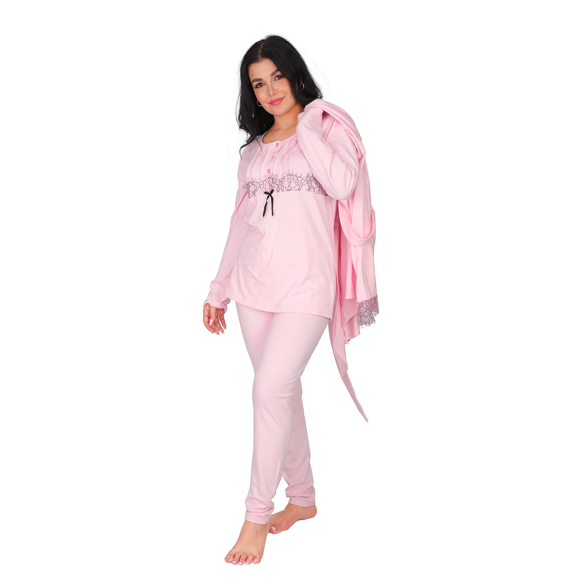 Women's 3-Piece Pajama Set with Robe